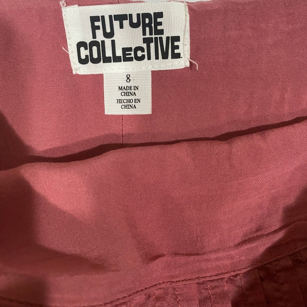 Future Collective Rose Pink Smocked Waist Midi Skirt Size 8 Lined Silky Fairy - Picture 7 of 9